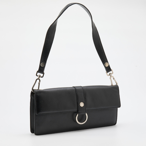 BURBERRY Black Leather Flap Shoulder Bag - Picture 3 of 8